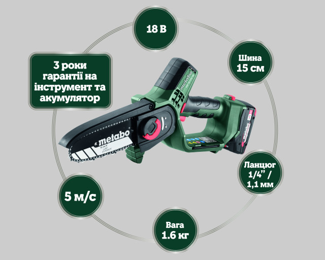 Аккумуляторная пила по дереву Metabo MS 18 LTX 15 (600856840)