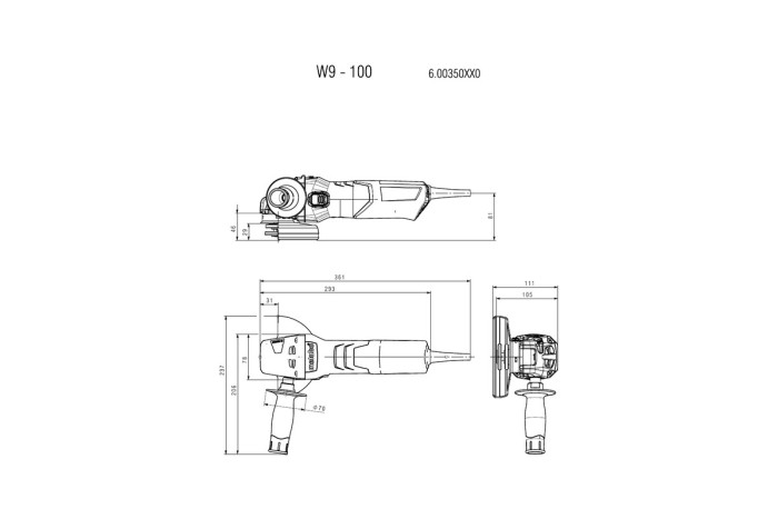 Угловая шлифмашина (болгарка) Metabo W 9-100 (600350010)