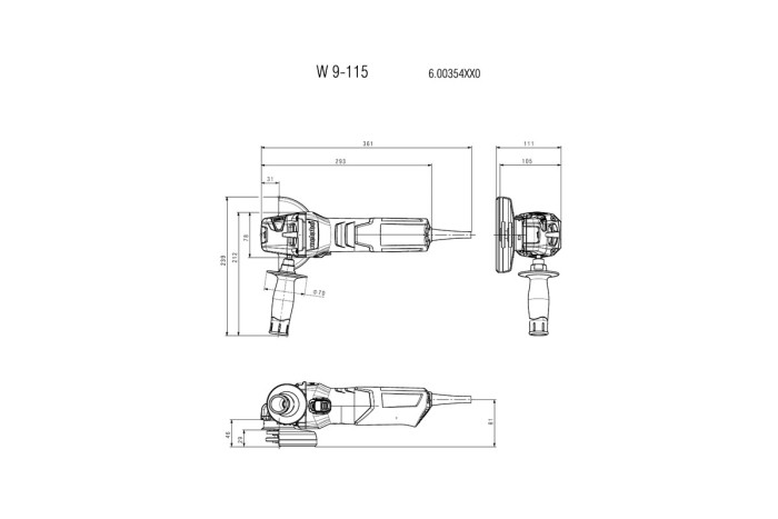 Угловая шлифмашина (болгарка) Metabo W 9-115 (600354000)