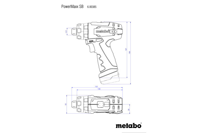 Акумуляторний ударний дриль Metabo PowerMaxx SB Basic Set (600385710)