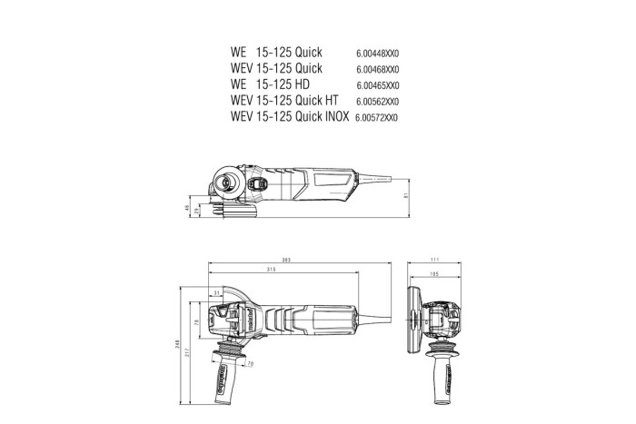 Угловая шлифмашина Metabo WEV 15-125 Quick (600468000)