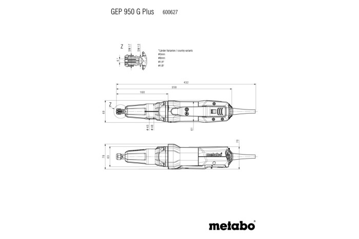 Прямошліфувальна машина Metabo GEP 950 G Plus (600627000)