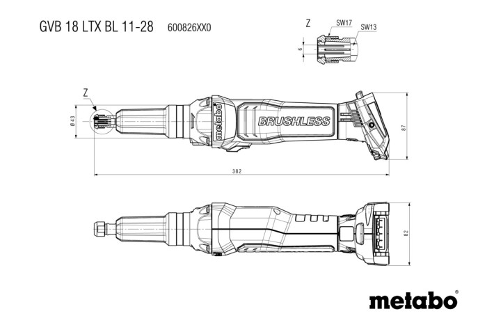 Акумуляторна прямошліфувальна машина Metabo GВB 18 LTX BL 11-28 (600826850)