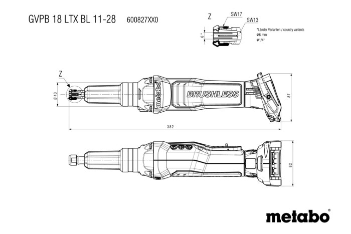 Аккумуляторная прямошлифовальная машина Metabo GВPB 18 LTX BL 11-28 (600827850)