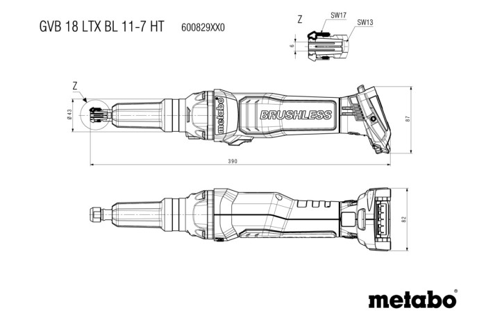 Аккумуляторная прямошлифовальная машина Metabo GВB 18 LTX BL 11-7 HT (600829850)