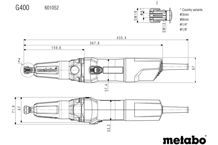 Прямошліфувальна машина Metabo G 400 (601052000)