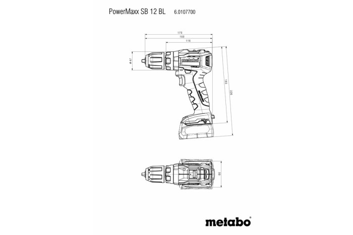 Аккумуляторная ударная дрель Metabo PowerMaxx SB 12 BL (601077890)