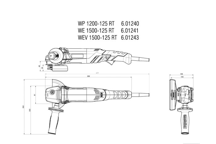 Угловая шлифмашина (болгарка) Metabo WEV 1500-125 RT (601243000)