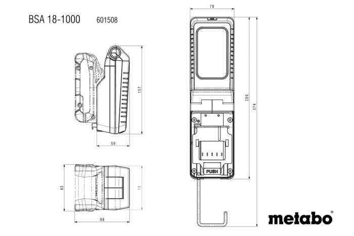 Акумуляторний прожектор Metabo BSA 18-1000 (601508850)