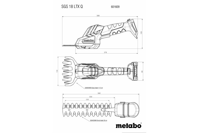 Аккумуляторные кустовые и газонные ножницы Metabo SGS 18 LTX Q (601609840)