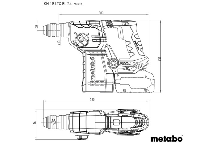 Аккумуляторный комбинированный перфоратор Metabo KH 18 LTX BL 24 (601713840)