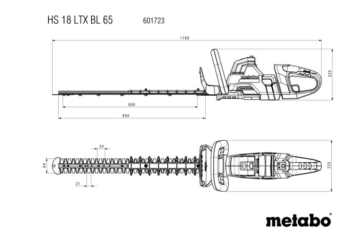 Акумуляторний кущоріз Metabo HS 18 LTX BL 65 (601723850)