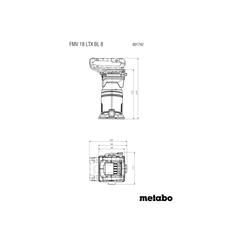 Аккумуляторный фрезер для обработки кромок Metabo FMВ 18 LTX BL 8