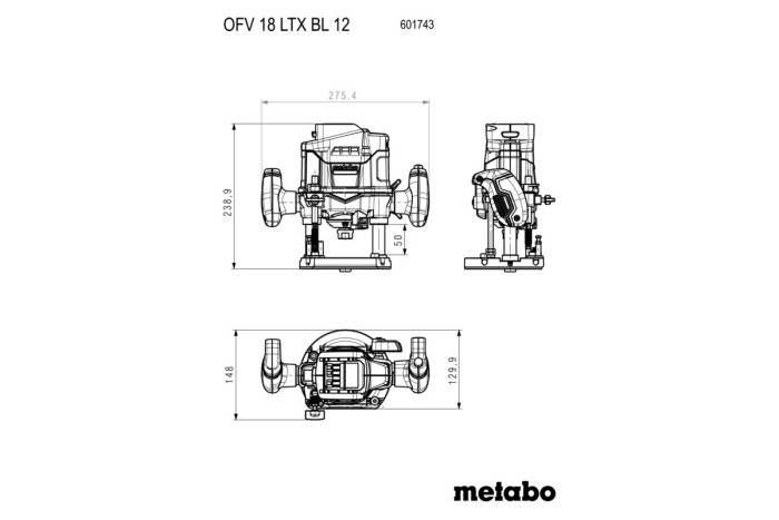 Акумуляторний фрезер Metabo OFВ 18 LTX BL 12 (601743660)
