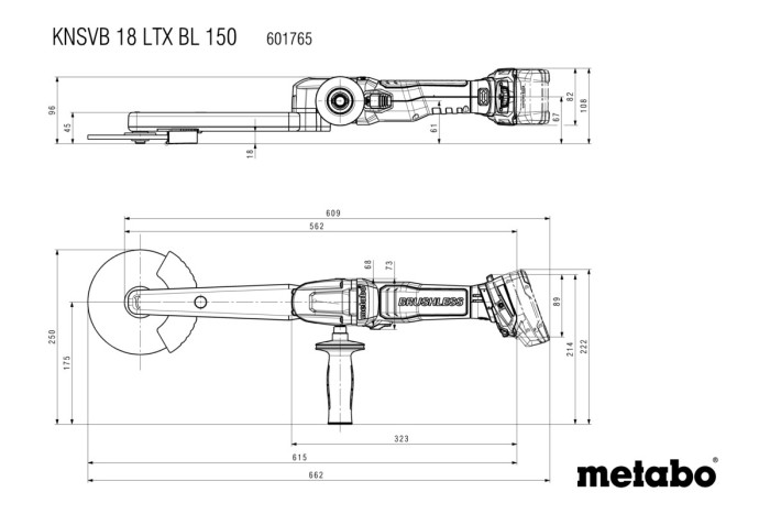 Аккумуляторная машина для шлифования угловых сварных швов Metabo KNSВB 18 LTX BL 150 (601765840)