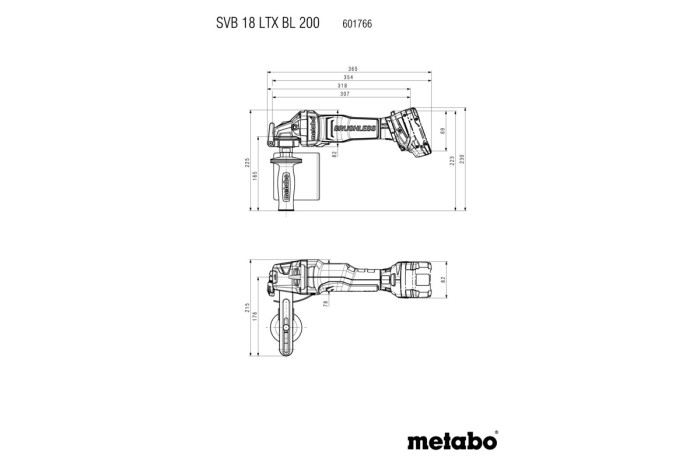 Акумуляторна щіткова шліфувальна машина Metabo SВB 18 LTX BL 200 (601766840)