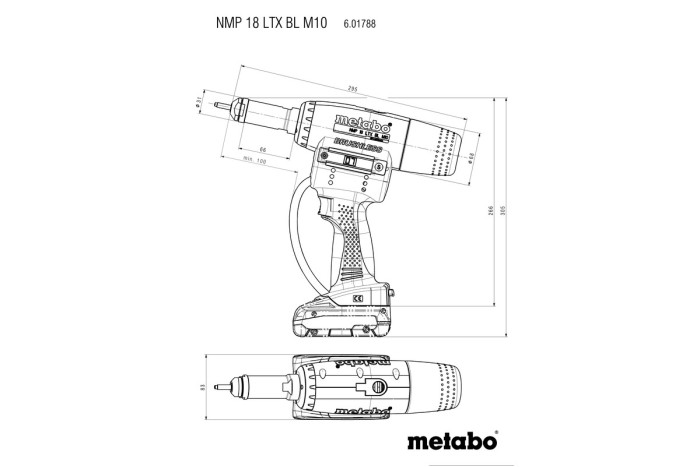 Аккумуляторный заклепочный пистолет Metabo NMP 18 LTX BL M10 (601788840)