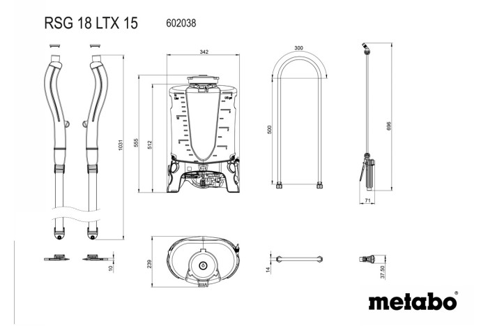 Аккумуляторный распылитель, одевающийся на спину Metabo RSG 18 LTX 15 (602038850)
