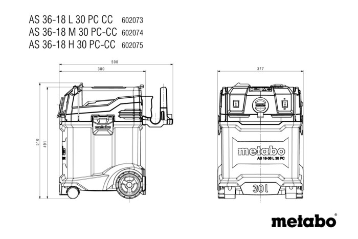 Аккумуляторный пылесос Metabo AS 36-18 H 30 PC-CC (602075850)