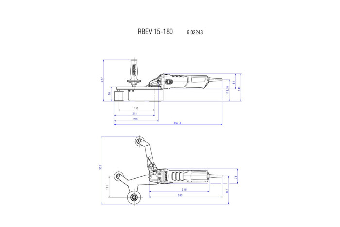 Стрічкова шліфувальна машина для труб Metabo RBE 15-180 Set (602243500)