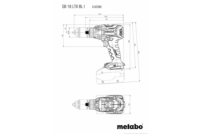 Акумуляторний ударний дриль Metabo SB 18 LTX BL I (602360650)