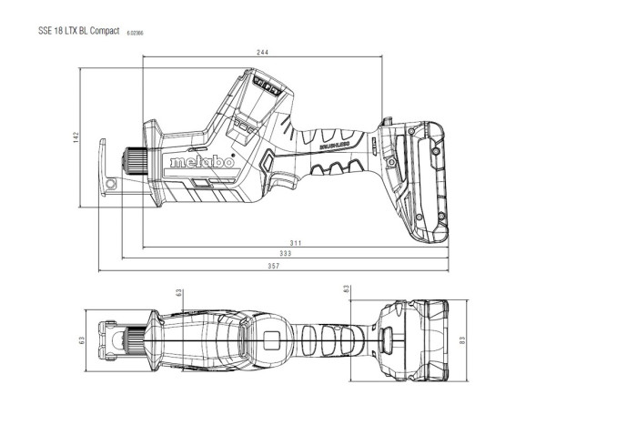 Аккумуляторная сабельная пила Metabo SSE 18 LTX BL Compact (602366840)