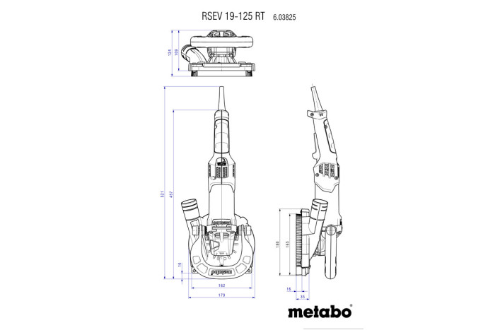 Шліфувальна машина для ремонтних робіт Metabo RSEВ 19-125 RT (603825700)