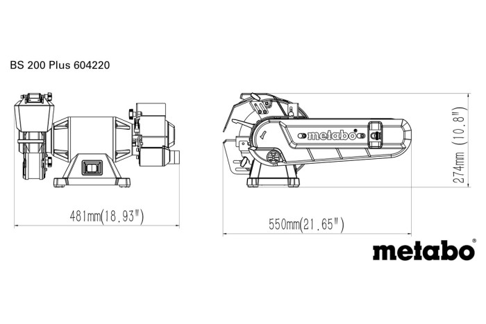 Комбінований стрічково-шліфувальний верстат Metabo BS 200 Plus (604220000)