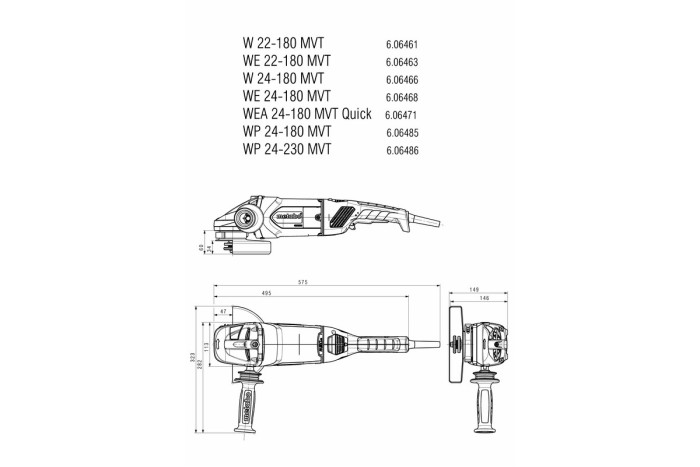 Кутова шліфувальна машина (болгарка) Metabo WEA 24-180 MВT Quick (606471260)