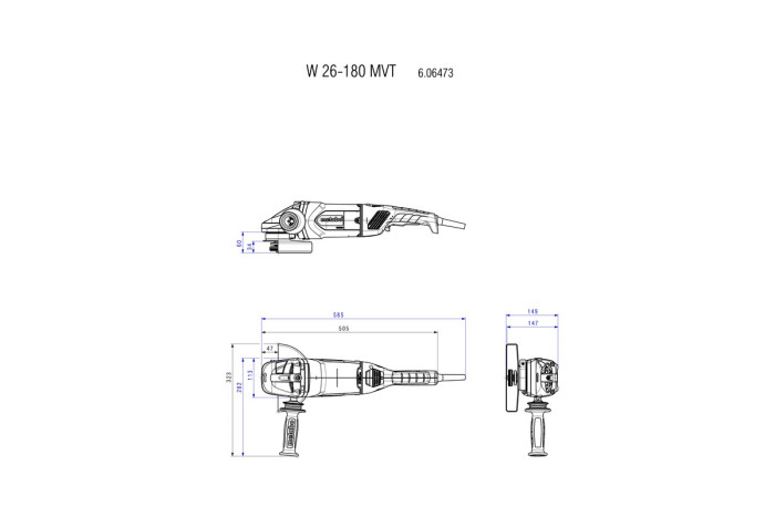 Угловая шлифмашина (болгарка) Metabo W 26-180 MВT (606473000)