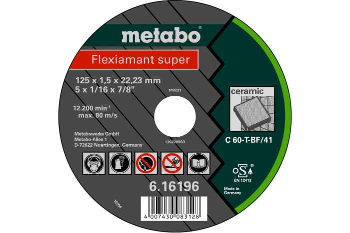 Отрезной диск Metabo Flexiamant super 125x1,5х22,2 Керамика, TF41 (616196000)