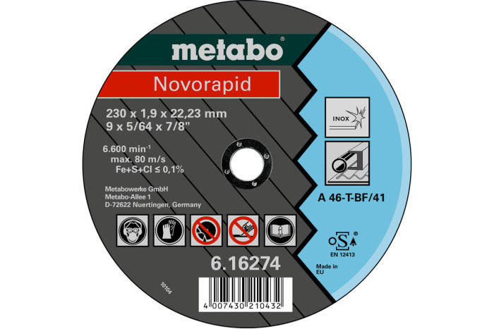 Відрізний диск Metabo Novorapid 115x1,0x22,2 Inox, TF 41 (616270000)