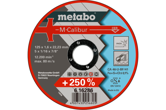 Отрезной диск Metabo M-Calibur 125x1,6x22,2 Inox, TF 41 (616286000)