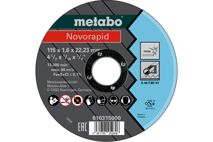 Novorapid Inox 115x1,6x22,2 мм Metabo TF41 (616315000)