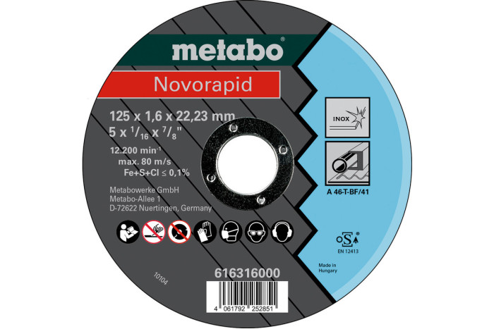 Novorapid Inox TF41 Metabo 125x1,6x22,2 мм (616316000)