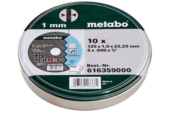 10 отрезных дисков Metabo SP 125x1,0x22,2 Inox, TF 41 (616359000)