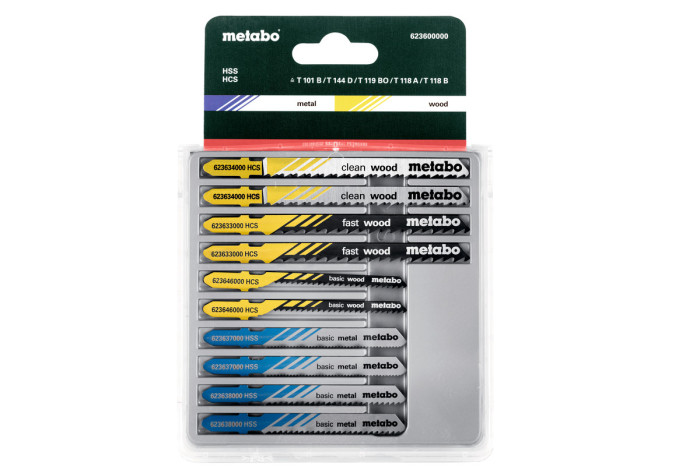 Набор лобзиковых пилок Metabo 3, Д+M+Пласт., 10 предметов (623600000)
