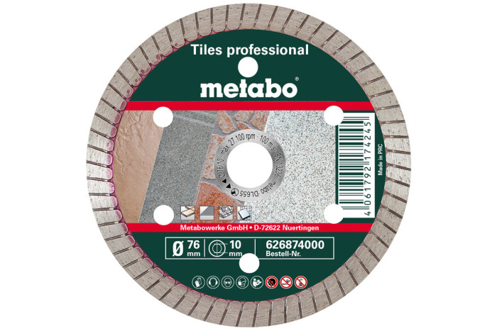 Алмазный отрезной круг Metabo 76x10,0 мм, «TP», для плитки «Professional» (626874000)