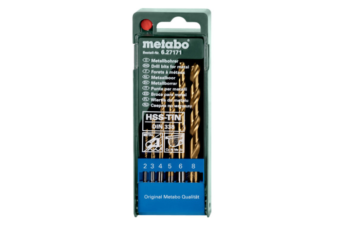 Касета зі свердлами Metabo HSS-TIN, 6 предметів (627171000)