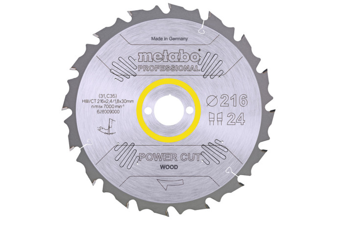 Пилкове полотно Metabo «Power Cut Wood - Professional», 216x30, Z24 WZ 5° neg. (628009000)
