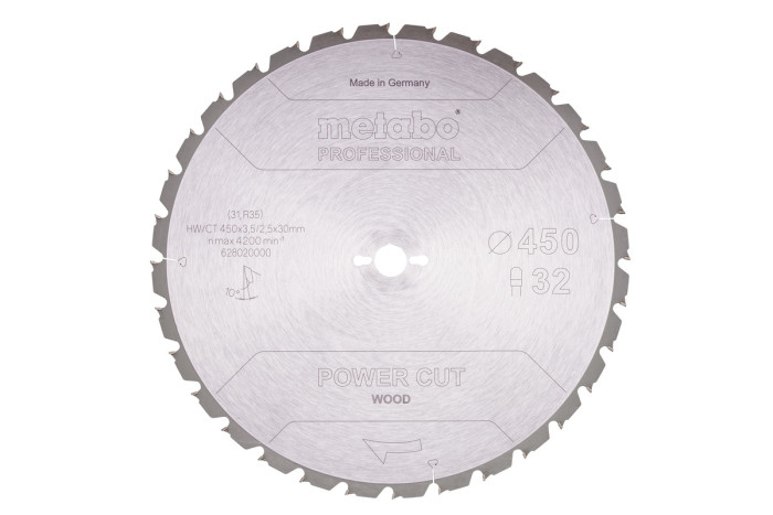 Пильное полотно Metabo «Power Cut Wood — Professional», 450х30, Z32 FZ/FA 10° (628020000)