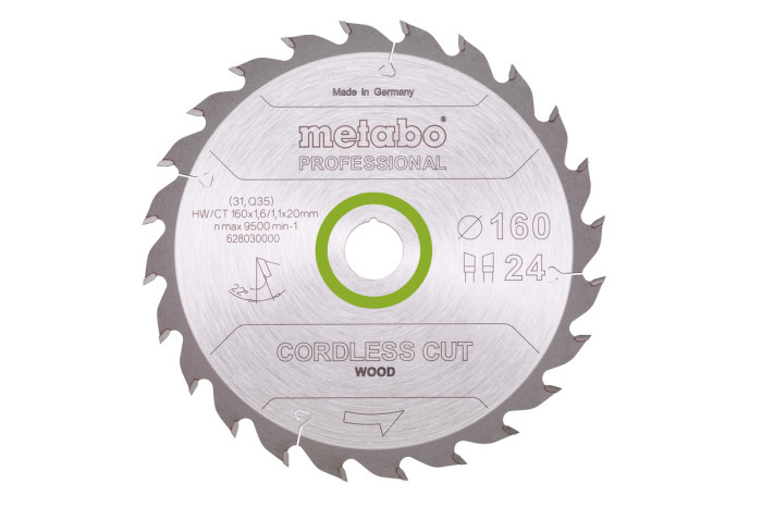 Пилкове полотно Metabo «Cordless Cut Wood — Professional», 160x20 (16), Z24 WZ 22° (628030000)