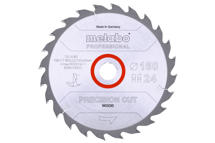 Пилкове полотно Metabo «Presicion Cut Wood — Professional», 160x20, Z24 WZ 20° (628031000)