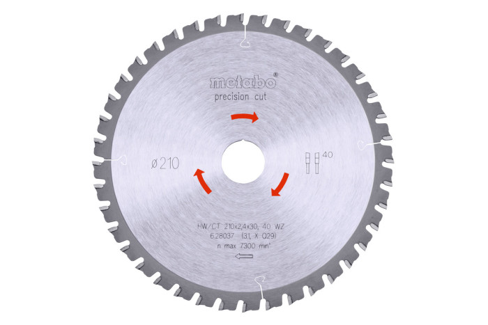 Пильное полотно Metabo «Precision Cut Wood — Professional», 210x30, Z40 WZ 3° (628037000)
