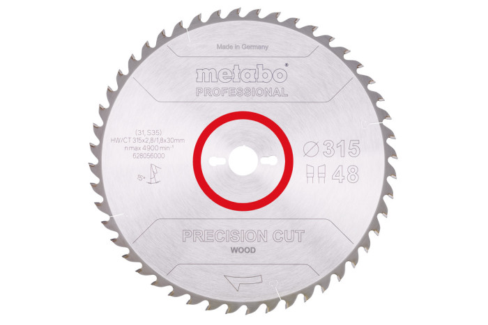 Пильное полотно Metabo «Precision Cut Wood — Professional», 315x30, Z48 WZ 15° (628056000)