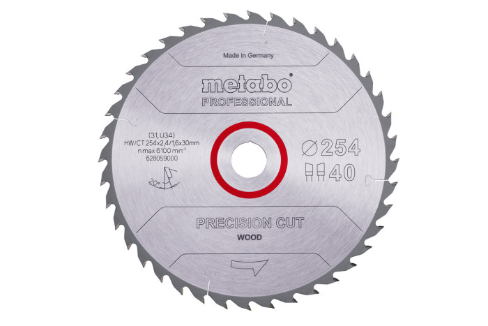 Пильное полотно Metabo «Precision Cut Wood — Professional», 254x30, Z40 WZ 20° (628059000)