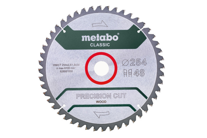 Пильное полотно Metabo «Precision Cut Wood — Classic», 254x30, Z48 WZ 5°neg. (628061000)