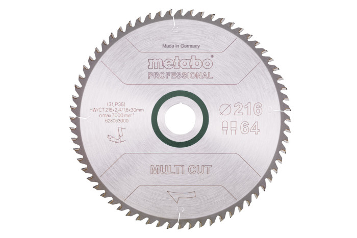 Пильное полотно Metabo «Multi Cut - Professional», 216x30, Z64 FZ/TZ, 10° (628063000)