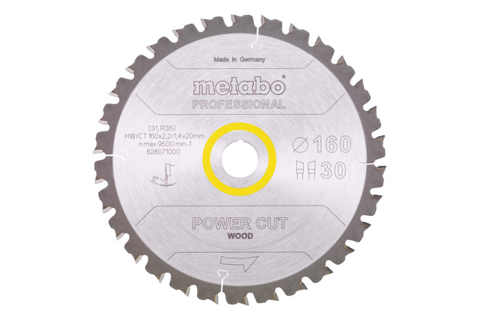 Пильное полотно Metabo «Power Cut Wood — Professional», 160x20, Z30 WZ 5° (628071000)