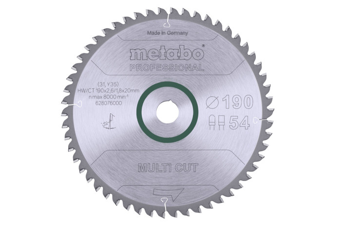 Пильное полотно Metabo «Multi Cut — Professional», 190х20, Z54 FZ/TZ 5°neg. (628076000)